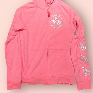 Jumping Beans girls zip up hoodie pink with butterflies and inspirational